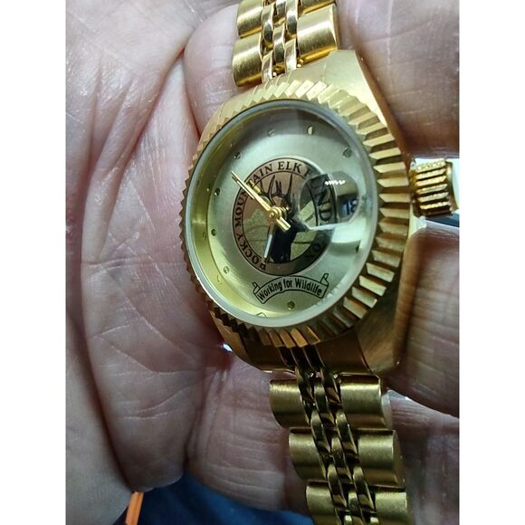 Croton 23K Gold Plated Rocky Mountain Elk Foundation W/ Date Ladies Watch main image 10